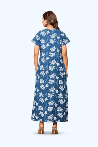 Image of NIHSAMAH Cotton Nighty for Women - Printed Stylish Night Gown, Comfortable Sleepwear Long Nightwear, Maxi