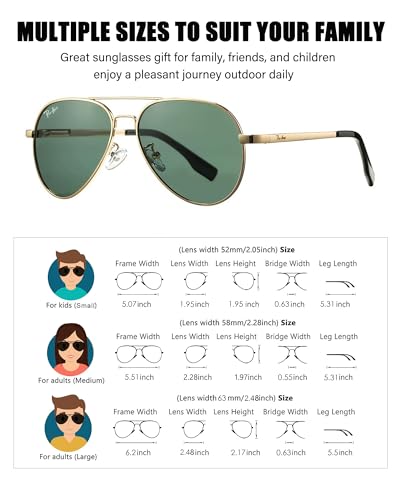 Image of Pro Acme Polarized Aviator Sunglasses for Men and Women 100% UV Protection, 58mm