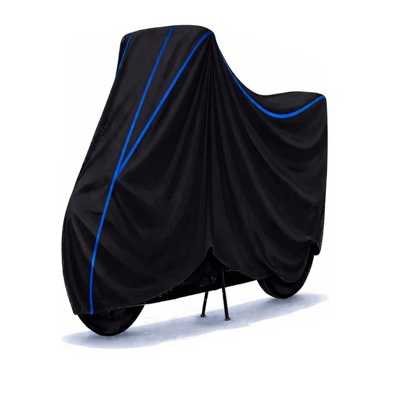Image of MV Agusta F4 RC Bike Cover Water Resistant Universal Motorcycle Rain | Heavy Duty UV Protection, Dust, Scratch Indoor Outdoor All Weather with Black Blue Piping Elastic