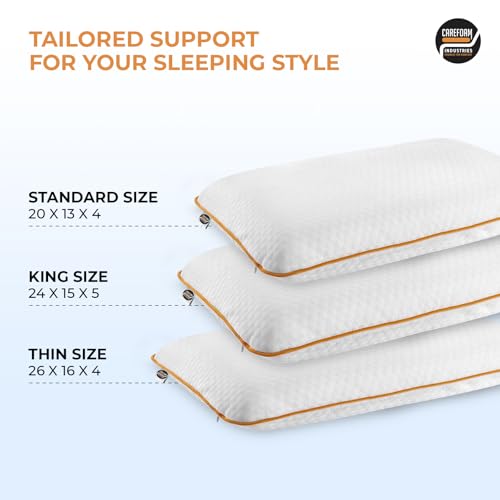 Image of CareFoam Memory Foam Pillow for Neck Pain Relief | Gel Infused Cooling Bed Pillow | Orthopedic Cervical Pillow for Back, Side & Stomach Sleepers | Soft & Supportive Washable Cover