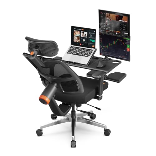 Newtral Ergonomic Office Chair, Ergonomic Mesh High Back Desk Chair, Computer Task Chair, with Footrest, Adaptive Lumbar Support Black Adjutable Headrest + Laptop Table