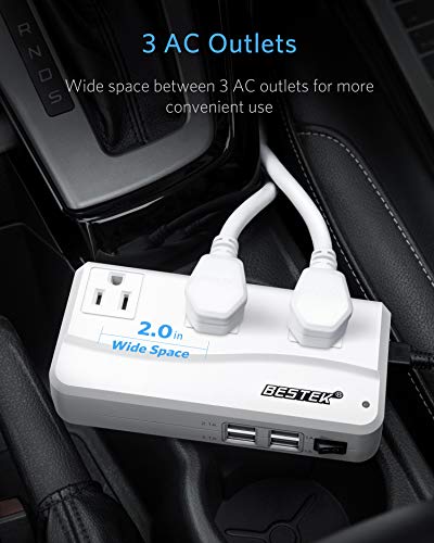 BESTEK 200W Power Inverter DC 12V to 110V AC Inverter with 4.2A 4-Port USB Car Adapter [ETL Listed]