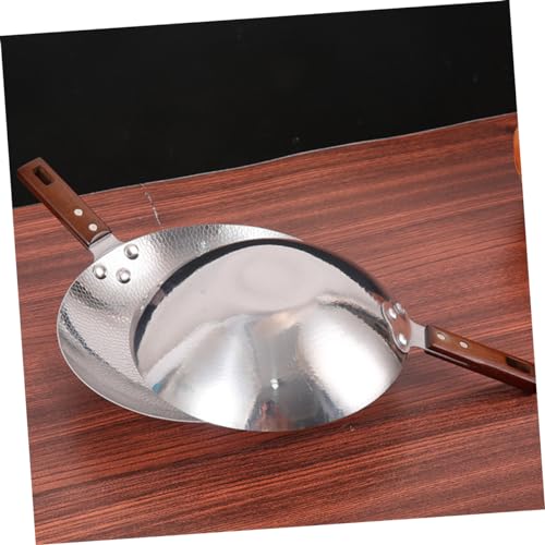 Wok de acero inoxidable con mango de madera miniatura 4