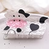 Cow Shape Hair Claws for Medium Thick Hair Non Slip 3.5' White and Black Cute Cow Hair Clip Women Girls Hair Accessories, Cow