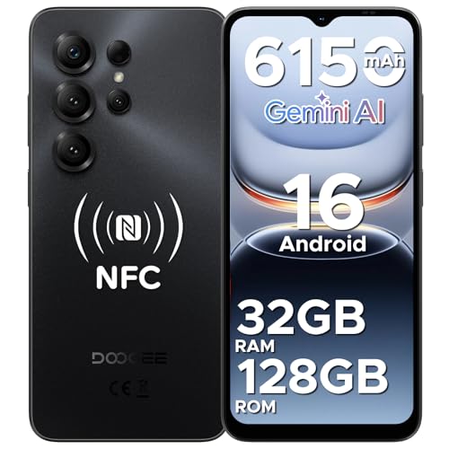 DOOGEE Note56X Pro Android 16 Unlocked Phones with Gemini AI,6150mAh Battery Cell Phone,32GB+128GB/2TB,6.56"HD+90Hz,Dual SIM Octa Core Smartphone,8.45mm Ultra-Slim,13MP+8MP,Widevine L1/NFC/O