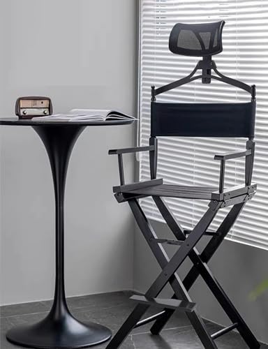 ميشيدا كرسي مدير محمول خفيف الوزن من الالومنيوم لفناني المكياج والمخرجين - قابل للطي، ارتفاع قابل للتعديل مع مسند للراس، للاستوديو والصالون والمناسبات الخارجية