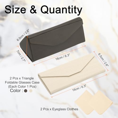Image of PATIKIL Foldable Glasses Case, Triangle Magnetic Sunglasses Organizer Case PU Leather Eyeglass Case with Cloth for Glasses