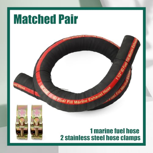 YUXIVCNE 58524 Marine Fuel Filler Hose 1.5" ID x 48" Filler Line Exhaust Hose for Gasoline Methanol Ethanol Fuel, Reinforced Multi-Layer Construction with 2 Clamps by YUXIVCNE - Used condition - Image 6