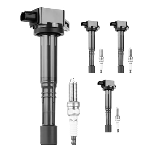 Autoexact Ignition Coil Pack and Iridium Spark Plugs Set Fit for Honda CR-V 2010-2014, Accord 2008-2012, Civic 2012-2015, Crosstour 2012-2015, ILX 2013-2015 2.4L L4, #C1662 UF602 UF629 97390 Set of 4