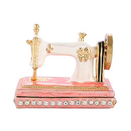 Mini boîte à bijoux de collection machine à coudre émaillée