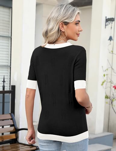 Women Short Sleeve Sweater Comfortable Fit Casual Office Wear3
