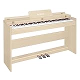 WENCAI 88 Key Fully Weighted Digital Piano Keyboard, 88 Keys Hammer Action Electric Pianos, Wooden Classic Upright Electronic Piano for Beginner, Professional, Midi Compatible, Triple Pedal (beige)