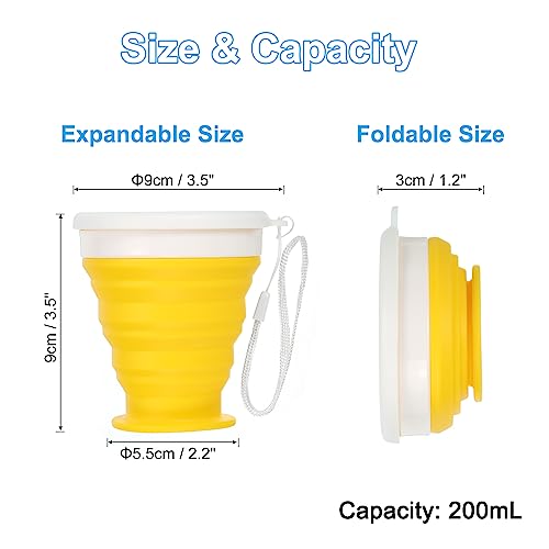 PATIKIL Collapsible Cup, 200mL Travel Folding Cup Silicone Portable Drinking Cup for Camping Hiking Outdoors Yellow - Image 2