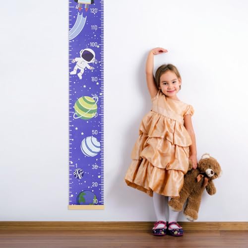 Aolso Kinder Messlatte, Größenmesser für Kinder, Massband Kinder, Baby-Wachstumstabelle, Wandbehang-Wachstumstabelle, Dekoration Kinderzimmer, Messlineal für Babys, Mädchen, Jungen (Astronaut)
