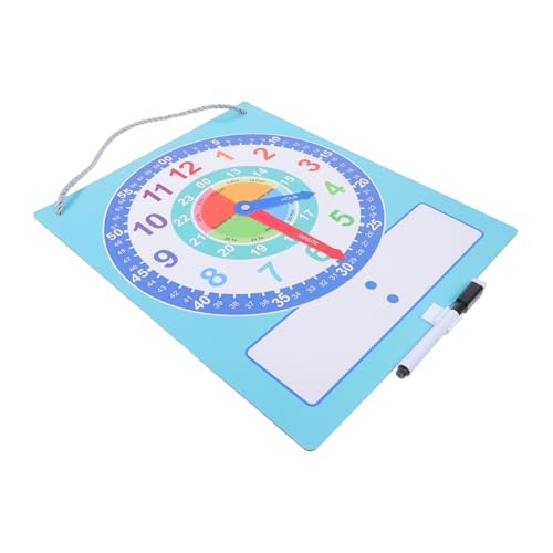 HOMSFOU 1Set Interactive Cognition Learning Clock for Wall Mounted Educational Tool with Writable Surface and Movable Hands for Math and Cognitive Development Activities