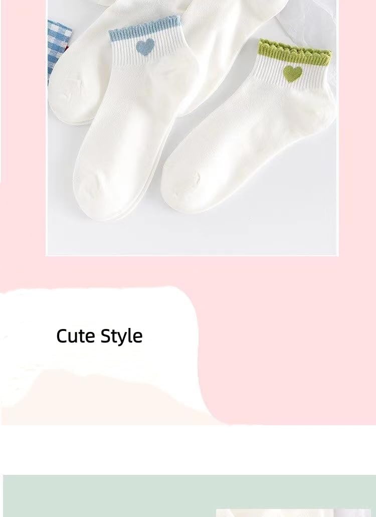 5 Pair Women'S Spring Summer Cute Sweet Heart Ankle Socks,Casual Breathable No-Show Low Cut Socks