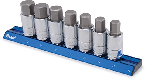 Titan 16131 7-Piece 1/2-Inch Drive Metric Hex Bit Socket Set