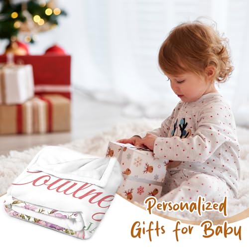 Image of Personalized Baby Blanket with Name, Custom Name Blanket for Kids Soft Flanne Blankets in Easter Personalized Baby Gifts for Infant Newborn Shower (Purple-3)
