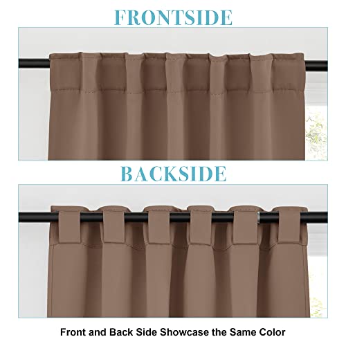 Image of RYB HOME Kitchen Window Curtains - Blackout Privacy Half Window Curtains for Bedroom Bathroom Dining Living Room Cafe Office Short Tiers Drapes, W 34 x L 36 inches, 2 Panels, Mocha