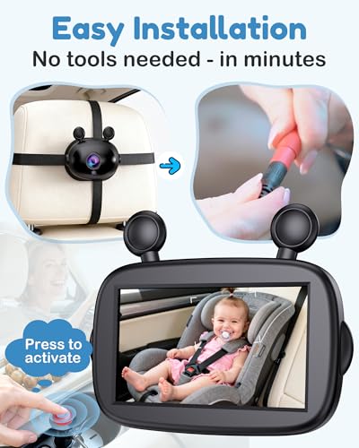 Image of Yakry HD 1080P Baby Car Camera: Easy to Install 150 Wide Angle Car Seat Camera - Ultra-Clear Night Vision Full Backseat View - Safe Driving for Newborn & New Moms