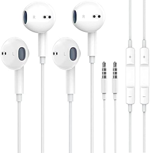 2 Pack with Apple Earbuds 3.5mm Wired Earbuds/Headphones/Earphones Built-in Microphone & Volume Control【with Apple MFi Certified】 Compatible with iPhone,iPad,iPod,Computer,MP3/4,Android