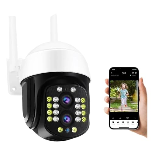 OTENC Telecamere per la Sicurezza Domestica, CCTV Video Sorveglianza Telecamera da 4MP PTZ da Esterno Zoom 10X Smart 2K 8MP Telecamera IP di Sicurezza a Doppio Obiettivo Tracciamento Automatico