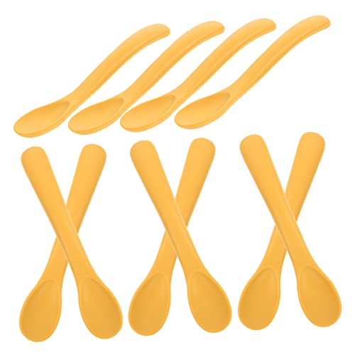 IWOWHERO 10 Piezas Cuchara De Suave Para Bocadillo Para Lámina Cocina Asiático Bebés Utensilios Para Pequeños Suministro De Bebé Yellow Gel De Sílice