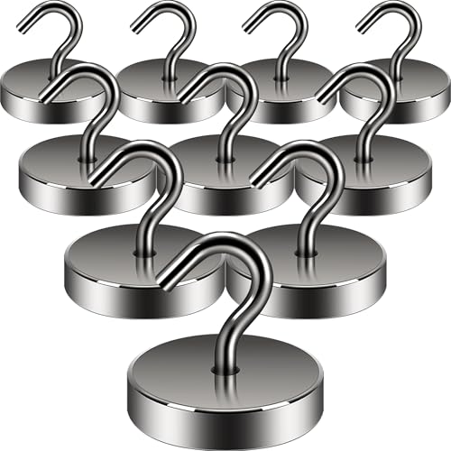 Image of Neosmuk Magnetic Hooks Steel Tube Design for Cruise,100lb+ Gunmetal,10 Pack | Cruise Ship Essentials,Heavy Duty Magnett Hooks for Cabins, Refrigerator, Grill, Hanging, and Travel Extra Strong Must-Haves