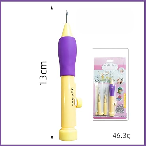 Image of Lecraft Punch Needle Set for Beginners - 3 Needle Sizes Threader, Embroidery Pen with Instructions - DIY Craft & Embroidery Tool - Purple