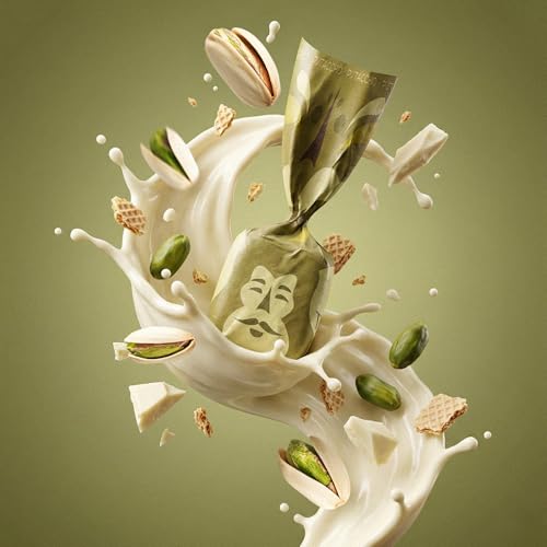 TartufLanghe Trifulot White Chocolate Truffles with Pistachios, Pistachio Praline Candy, Gourmet Italian Truffle Candy, Fancy Chocolate Gift Bag From Italy, Gluten Free