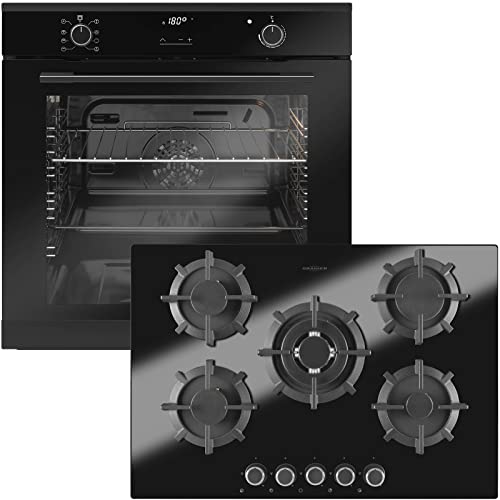 Oranier Backofen Set autark inklusive Gas-Kochfeld 75 cm GKH 2784 und schwarzem Pyrolyse Einbaubackofen EBP 9872