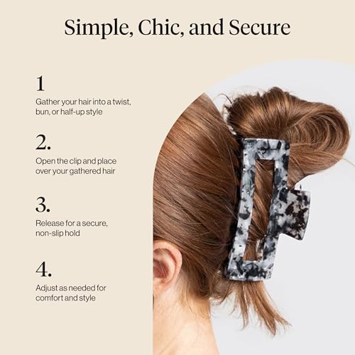 Kitsch Jumbo Hair Clip for Women – Recycled Plastic Hair Claw Clip | All-Day Strong Hold, Durable Non-Slip Grip for Thick & Thin Hair | Ideal Gifts for Women and Stocking Stuffers - Black, 1pc