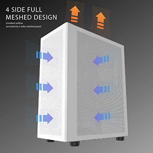 darkFlash DLC29 All Mesh PC Case ATX Mid Tower Case High Cooling Performance High Compatibility Gaming Case with USB 3.0 Type-C Interface (White)