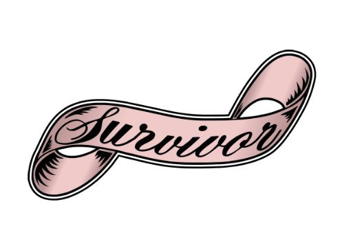 Breast Cancer Survivor Pink Ribbon Temporary Tattoo, Set of 2, Size – 3.5” x 1.5”