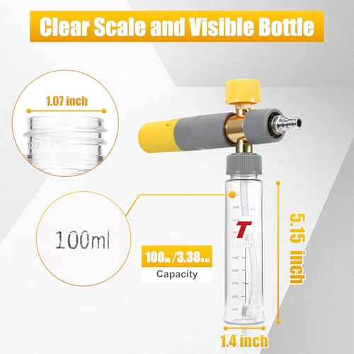 Image of Tool Daily Foam Cannon Dual Connector, Mini Foam Cannon for Pressure Washer, 5 Power Washer Spray Nozzle Tips, 1 /4 Inch Quick Connect