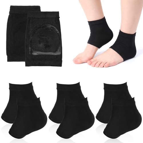 XLIUAX 4 Paar Fersenschutz Silikon, feuchtigkeitsspendende Fersensocken Atmungsaktive Weiche Silikonsocken Socken trockene harte rissige Haut wiederverwendbar SPA-Fußschutz