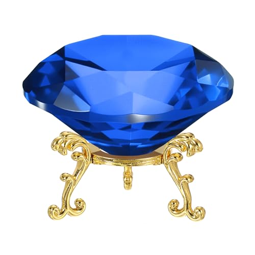 Presse-papiers en cristal pour bureau à domicile grand diamant bleu foncé déco table mariage