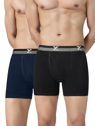 Image of XYXX Men's Nova Cotton Boxer Brief for Men Pack of 2 |Regular Fit with intellifresh No-Marks Waistband | Solid Underwear for Men Combo