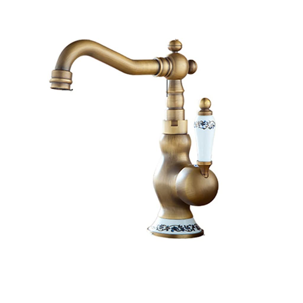 Robinet de bassin rotatif cuivre et bronze à pont ergonomique