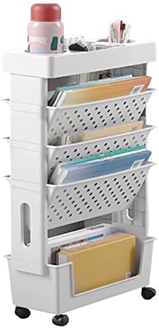 APBATS 5 Tier Book Rack Storage Bookshelf, Removable Movable Unique Bookcase, Utility Organizer White Bookshelves for Kids Children Students Study in Bedroom Living Room Home School
