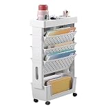 APBATS 5 Tier Book Rack Storage Bookshelf, Removable Movable Unique Bookcase, Utility Organizer Whit