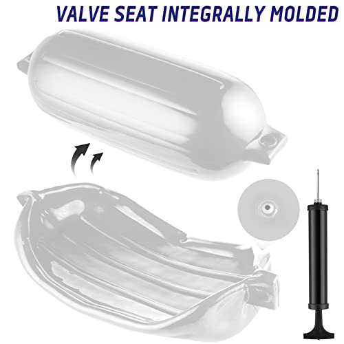 Voyocht 8.5 X 27 Inches Twin Eyes Ribbed Boat Fenders 4 Pack Boat Fenders Bumpers With Lines And Pump To Inflate For Docking (White) #TOP3