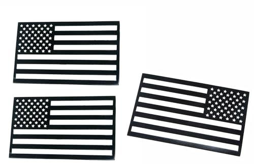 Image of USA American Flag Cut Super Magnet for Trucks, Cars, and Automotive with 50-Star 2pcs Forward and 1pcs Reverse Set (Black, 6 inchx3.75 inch)