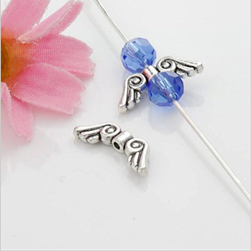 Beadthoven 100Pcs Angel Wing Beads Tibetan Style Alloy Beads For Diy Bracelets Necklace Handmade Creative Presents Gifts Antique Silver 5X15.5X2Mm Hole: 1Mm #TOP4