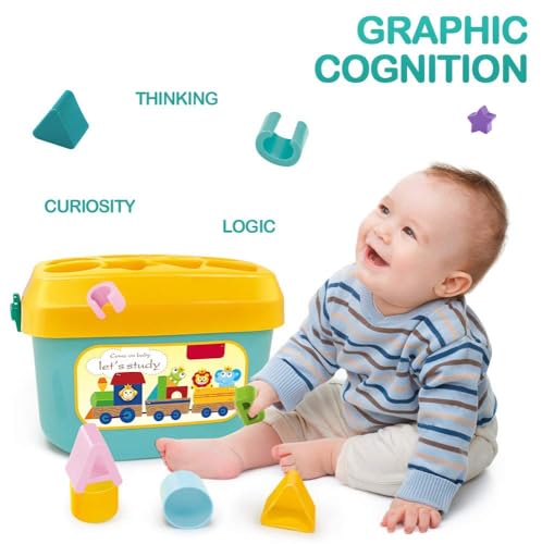 Image of UCRAVO Baby's First Sorting Building Blocks Toy for Kids Alphabets Color and Shapes Learning Educational Toy for Kids Boy and Girl Building Blocks, Stacking and Sorting Play for Infants