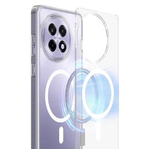 Image of Magnetic Case for OnePlus 13R 5G Compatible with MagSafe, Shockproof Phone Bumper Cover, Anti-Scratch Clear Back Plastic (Clear)