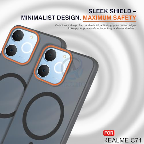 Image of AESTMO Realme C71 5G Back Cover | Slim Hard Shell | Matte Frosted Hard Back Translucent Back Cover for Realme C71 5G (Compatible with MagSafe Accessories, Black)