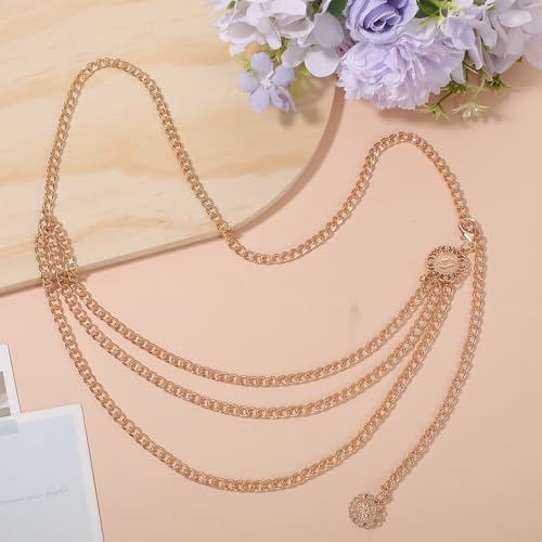 Multilayer Metal Waist Chain, Adjustable Gold Chain Belts Gold Chains Belt for Women for Dresses Jeans Trousers4
