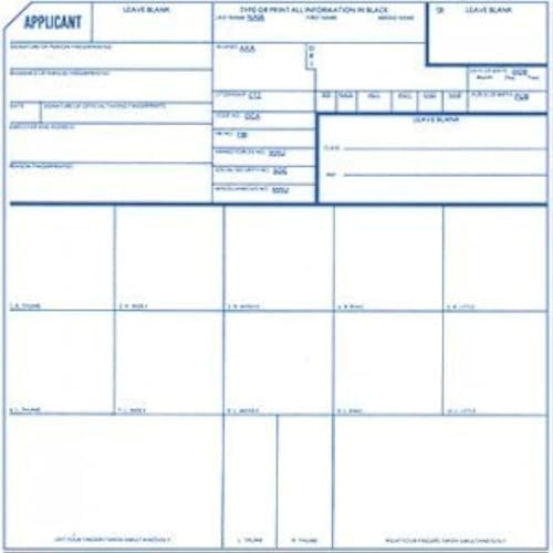 Fingerprint Cards, Applicant FD-258, 25 pack