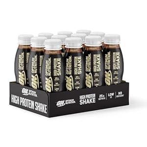 Optimum Nutrition High Protein Shake Bottles, Ready to Drink Post Workout Snack, Low Fat and No Added Sugar, Muscle Growth and Support, Chocolate, 12x330ml Packaging May Vary